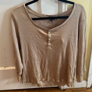 Lauren Ralph Lauren wheat (tan) quarter sleeve shirt